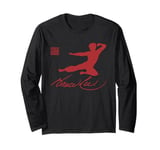 Bruce Lee Kung Fu Kick Red Print Long Sleeve T-Shirt