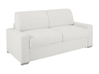 Canapé 3 places convertible express en simili blanc - Couchage lattes larges 140 cm - Matelas 22 cm avec mémoire de forme CALITO