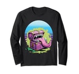 Monster chest sharp teeth long tongue horror fantasy monster Long Sleeve T-Shirt