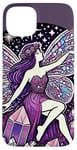 Coque pour iPhone 15 Plus Illustration de fée en cristal violet améthyste