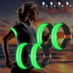 4PCS Brassard Lumineux led Rechargeable usb, Brassard Reflechissant led Running, Bande Clignotant Ajustable Bracelet Lumineux led de Sécurité pour