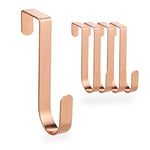 Relaxdays Door Hook Set Of 5, For Clothes, Door Hangers, Hallway Bathroom, Clothes Hooks 12 cm Long, Copper