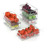 Boite Rangement Frigo Transparent, Lot de 6 Rangement et Organisation de Placard Cuisine, Empilable, Organisateur Pour Armoire de Cuisine,