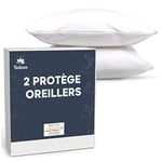 Protege Oreiller 50x70 - Lot de 2 Housse Oreiller 50x70 Impermeable avec Fermeture Zip - Certifié Oeko-Tex - Technologie Twinzen Protège Oreiller 50x70 cm Blanc