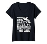 Womens Gun Safety Rule - Don't Piss Off The Man Holding The Gun V-Neck T-Shirt