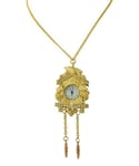 Générique Collier Pendentif Pendule Coucou Or 22 Carats et Verre