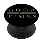 Golden Good Times Stripes And Peace Sign PopSockets PopGrip Adhésif