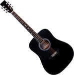 Guitare Acoustique Dreadnought Folk Blues de Gaucher 20 Frettes 6 Cordes Noir