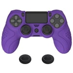 PlayVital Coque Housse de Protection Silicone pour ps4 Pro Slim Manette,Skin Grip avec Capuchon Joystick pour ps4-Violet