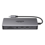 Ugreen 13in1 HUB USB-C Med HDMI, Display Port, RJ45, Aux, USB-C - Grå