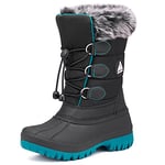 Mishansha Botte Enfant Neige Bottes Hiver Fille Imperméable Chaussure Garçon Neige Fourrées Chaudes Bottine de Neige Antidérapantes Boots Neige Noir Bleu,Gr.34