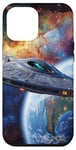 Coque pour iPhone 12 Pro Max Conception de vaisseau spatial Sci-Fi explorant la galaxie