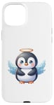 Coque pour iPhone 15 Plus Adorable pingouin d'ange avec halo et ailes