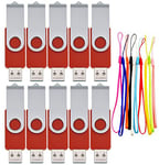 10 Pièce Clés USB 1 Go Rotatif Clef USB 1Go Lot de 10 PenDrives Lecteur Flash USB Pas Cher Rouge Cle USB USB 2.0 Flash Drive avec Cordes by FEBNISCTE