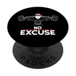 No Excuse for Fitness Femme Homme Noël Gym Training PopSockets PopGrip Adhésif