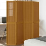 Room Divider 4 Panels Brown Solid Wood Paulownia vidaXL