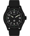 Timex Expedition North Montre pour Hommes, 43 mm, Bracelet Noir écologique en Deux Parties, à Ouverture Rapide, Cadran Noir, boîtier Noir TW2W23400