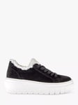 Gabor Romana Suede Fur Trim Chunky Trainers, Black