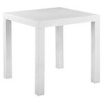 Table d'Extérieur Carrée 80 x 80 cm Blanche Effet Rotin Matières Ultra Résistan