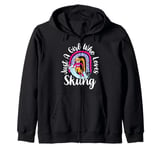 Just A Girl Who Loves Skiing Funny Ski Girl Winter Sports Zip Hoodie