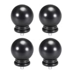 Curtain Rod Finials Plastic End,Total Size 49mm x 34mm Black 4pcs