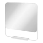 Miroir de salle de bains mural blanc avec tablette l.60,5 x H.60.5 x P.12 cm, GoodHome Maza