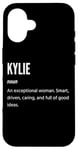 Coque pour iPhone 16 Kylie Gifts Nom une femme exceptionnelle