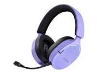 Trust GXT 491P FAYZO - Headset - 7.1-kanals - fullstorlek - Bluetooth/radiofrekvens 2,4 GHz - trådlös, kabelansluten - 3,5 mm kontakt, USB-A via Bluetooth-adapter - lila