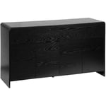 Buffet de rangement. buffet bas. 2 tiroirs 4 portes effet bois noir arrondi