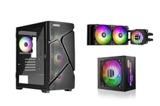 Enermax MarbleShell Mesh MS31 Midnight Black ARGB Mini Tour PC de Gaming & Marblebron 850 W Bronze Bloc d'alimentation & Refroidissement à Eau LIQMAXFLO 240 ARGB 31BB-850W-240T-ARGB