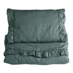 Sengesett, NG Baby, Lin Ruffle, Petrol Green, 65*80/35*40cm