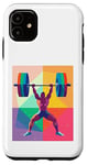 Coque pour iPhone 11 Musculaire Guy Overhead Pressing a Massive Barbell