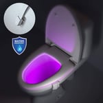 Veilleuse 16 couleurs – Veilleuse de toilette, lumière automatique avec capteur de mouvement pour salle de bain, veilleuse lumineuse adaptée à toutes