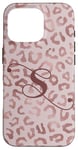 Coque pour iPhone 16 Pro Letter S Initial Leopard Rose Pink Cheetah Monogram