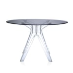 Kartell - Sir Gio Table 3275 Ø120, Transparent, Smoke - Ruokapöytä - Philippe Starck - Harmaa - Lasi/Muovi