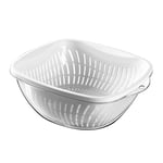 JY (Large White)Vegetable Washing Basket Thickened Plastic Multifunctional Doubl