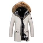 Doudoune Homme De Marque À Capuche Fourrure Synthétique Manteau Homme Vêtement Masculin Épaississant Parka Mi-Longue -Zs307024