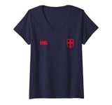 Womens England Euro Football Kit Style V-Neck T-Shirt