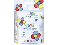 Kreul Mucki 24450 Lot de 4 pots de peinture pour fenêtre 29 ml et film ferme, peinture à base d'eau, sans paraben, sans gluten, sans lactose, végétalien, facile à peindre, lavable