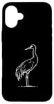 Coque pour iPhone 16 Plus Line Art Grue de sable pour oiseaux et ornithologues