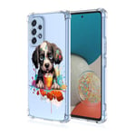 WOKEZ Coque pour Samsung Galaxy A53 5G, Transparente TPU Coque pour Galaxy A53 5G avec Chien, Clear Slim Antichoc TPU Phone Case Cover pour Samsung A53 5G Girly Bumper Protection-A32