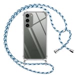 Pnakqil Coque pour Samsung Galaxy S23 Plus 5G avec Cordon, Transparente Silicone Housse avec Réglable de Collier Anti-Chute Etui pour Samsung S23+, Ètuis à Bandoulière 6.6", Bleu