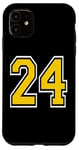 Coque pour iPhone 11 Numéro 24 en version poche jaune, blanc, noir