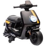 AIYAPLAY Scooter électrique Enfants Moto Porteur pour Enfants 6 V, 2 Moteurs Puissant, Vitesse Max. 3 km/h, Phare et Musique, Marche Avant/arrière, Roues d'entraînement, 18 à 36 Mois, Noir