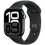 Apple Watch Series 10 GPS 46mm Jet Black Aluminium Sport Band S/M MWWP3 - Unisex - 46 mm - Smartklokke - Quartz med lader