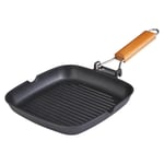 Grill Pan With Folding Handle Pouring Lips Aluminium Bergner InBlack 24cm