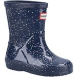 Hunter Childrens Unisex Kids First Classic Giant Glitter Wellingtons - Navy - Size UK 2