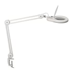 Éclairage à loupe à LED lunette 127 mm (5 po.) Pince de table blanc avec cache, tête ronde