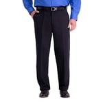 Haggar Men's Work to Weekend Classic Fit Flat Front & Pleat Regular and Big and Tall Sizes Pants, Black Coal-Bt, 34W x 29L