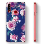 Yoedge Phone Case Designed for Sony Xperia 10 II, Clear Silicone Shockproof TPU Transparent with Print Cartoon Pattern Anti-Scratch Bumper Back Cover for Sony Xperia 10 II, Pink Flowers